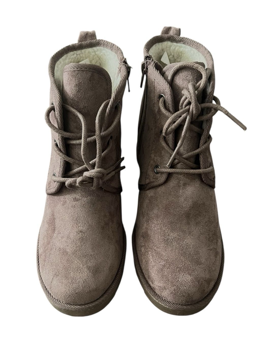 Dunes Kim Laced Up Zippered Bootie In Taupe Size 7 - Picture 4 of 5